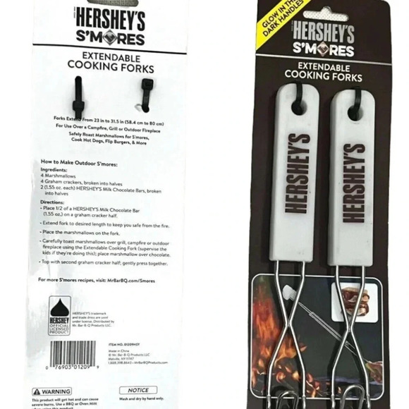 4 NEW Hershey's S'mores Extendable Cooking Glow in the Dark Forks cookouts bbq - Picture 3 of 11